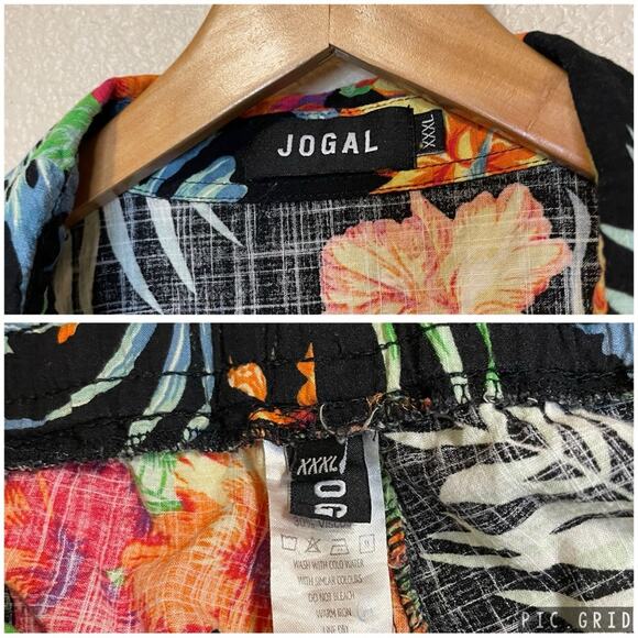 Jogal 2 Piece Hawaiian Set Tropical Floral Print Button Up Top & Short Size 3XL - Picture 4 of 16